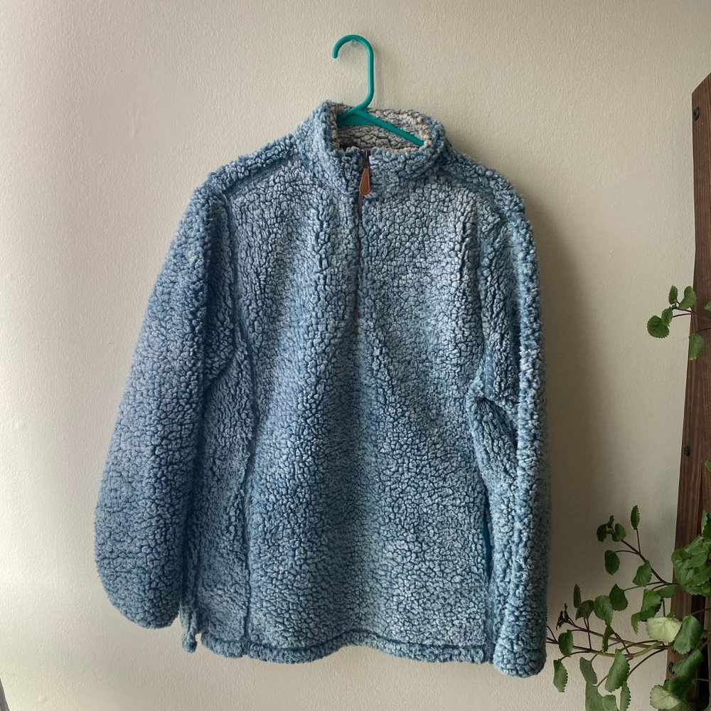 Pink Lily Sherpa 3/4 Zip, Blue, Size Medium